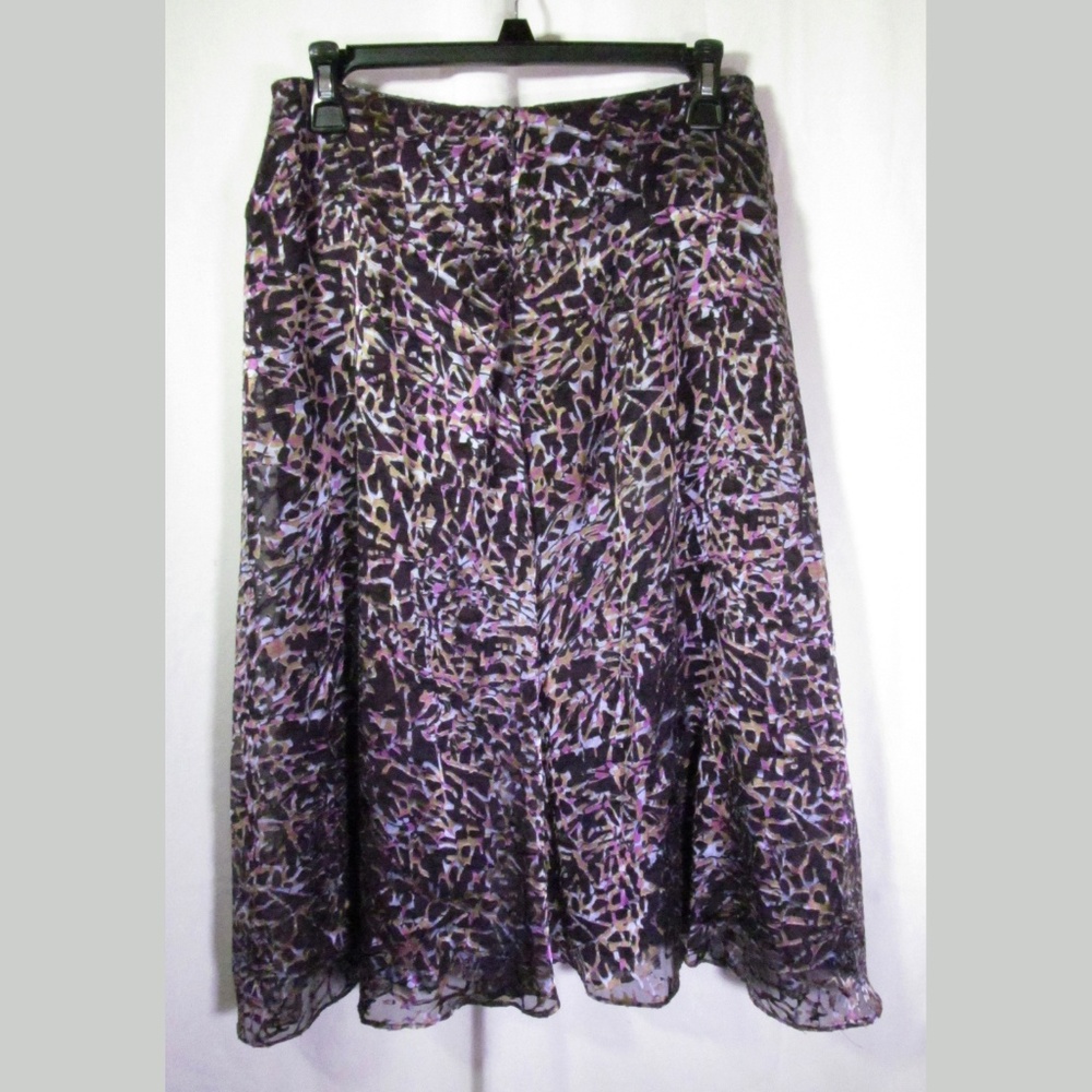 AK Anne Klein Skirt Size 8P Multi Color Rayon Silk